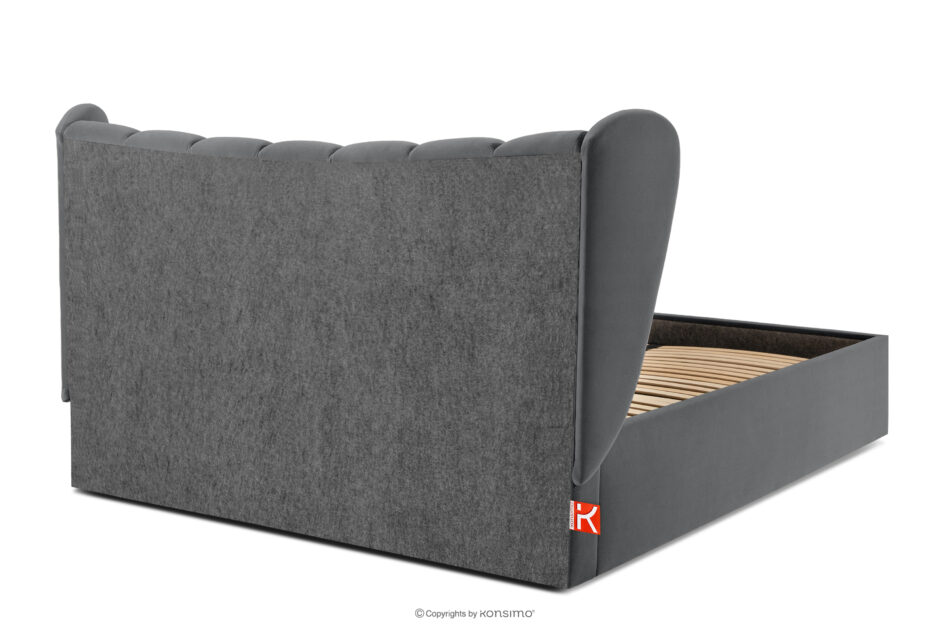 GIZO Łóżko tapicerowane typu muszelka z pojemnikiem na pościel 160 cm ciemny szary ciemny szary - zdjęcie 5