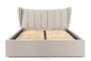 GIZO Łóżko tapicerowane typu muszelka z pojemnikiem na pościel 160 cm kremowy kremowy - zdjęcie 4