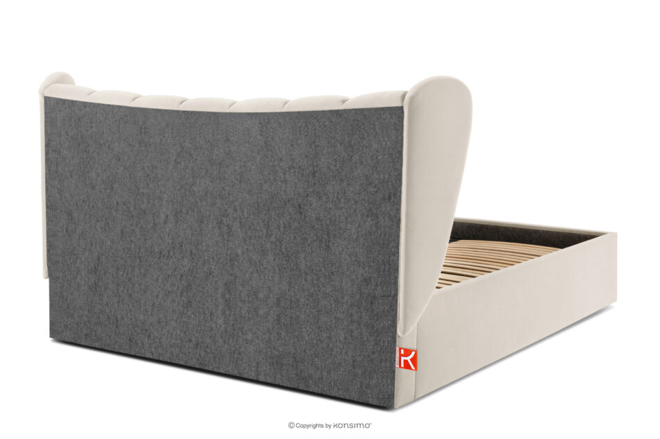 GIZO Łóżko tapicerowane typu muszelka z pojemnikiem na pościel 160 cm kremowy kremowy - zdjęcie 5