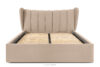 GIZO Łóżko tapicerowane typu muszelka z pojemnikiem na pościel 160 cm jasny beżowy jasny beżowy - zdjęcie 4