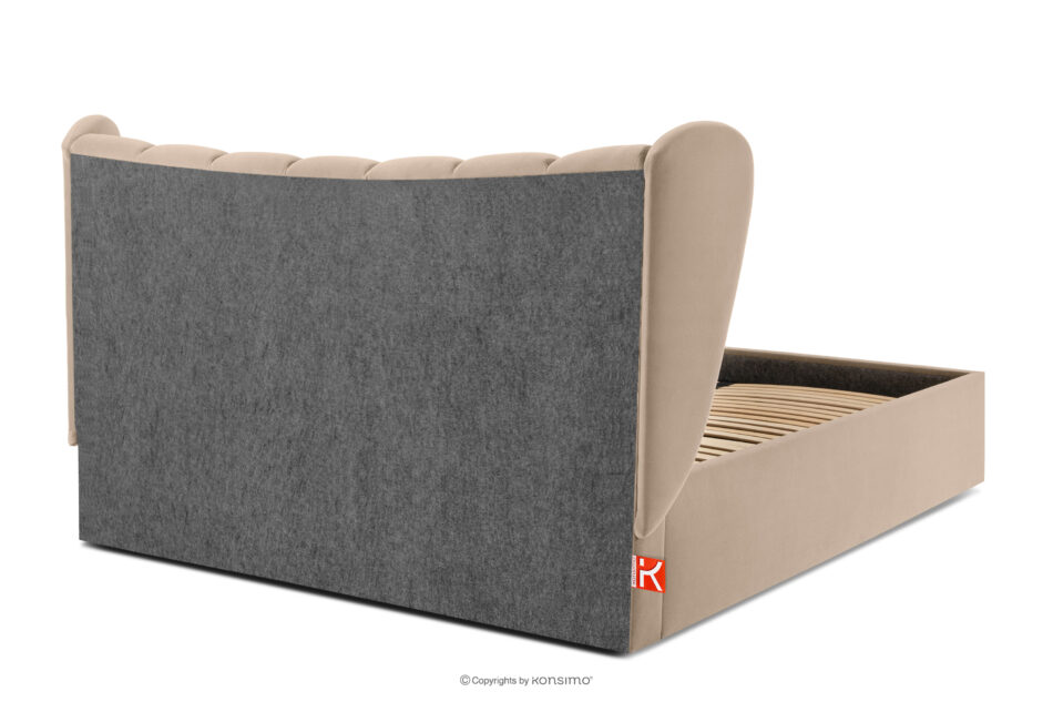 GIZO Łóżko tapicerowane typu muszelka z pojemnikiem na pościel 160 cm jasny beżowy jasny beżowy - zdjęcie 5