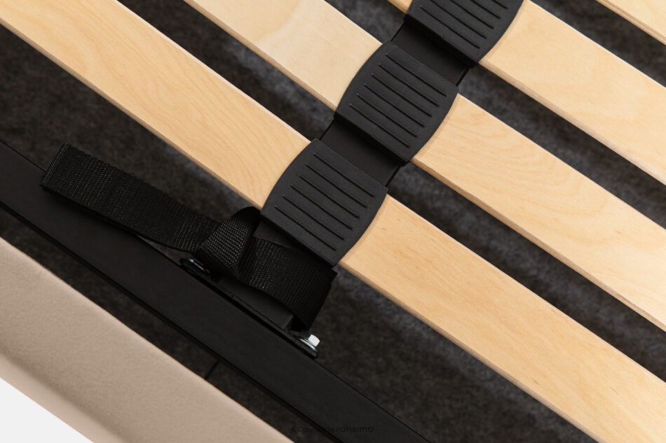 GIZO Łóżko tapicerowane typu muszelka z pojemnikiem na pościel 160 cm jasny beżowy jasny beżowy - zdjęcie 11