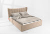 GIZO Łóżko tapicerowane typu muszelka z pojemnikiem na pościel 160 cm jasny beżowy jasny beżowy - zdjęcie 2