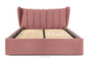 GIZO Łóżko tapicerowane typu muszelka z pojemnikiem na pościel 160 cm różowy różowy - zdjęcie 4