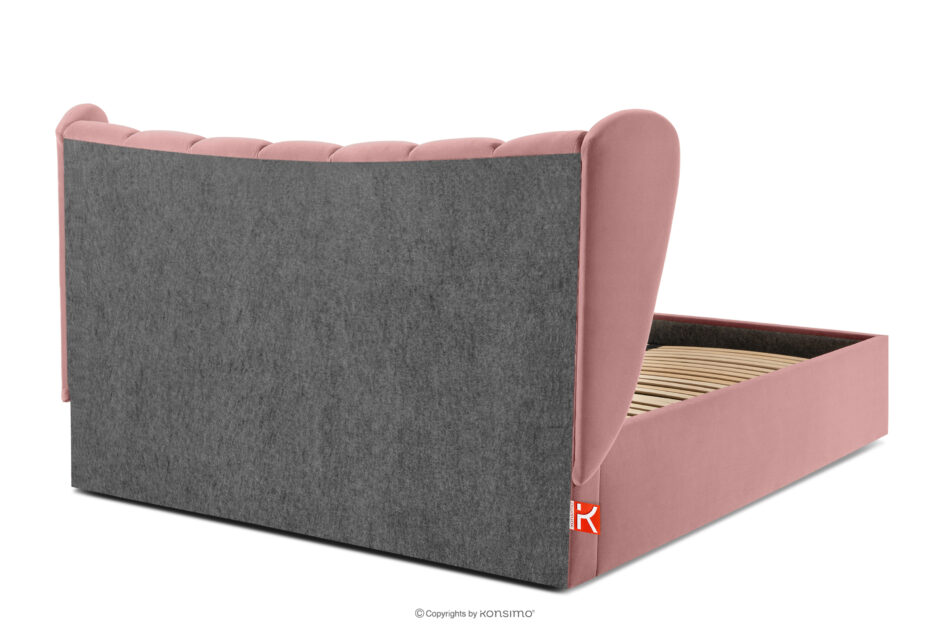 GIZO Łóżko tapicerowane typu muszelka z pojemnikiem na pościel 160 cm różowy różowy - zdjęcie 5