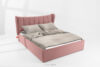 GIZO Łóżko tapicerowane typu muszelka z pojemnikiem na pościel 160 cm różowy różowy - zdjęcie 2