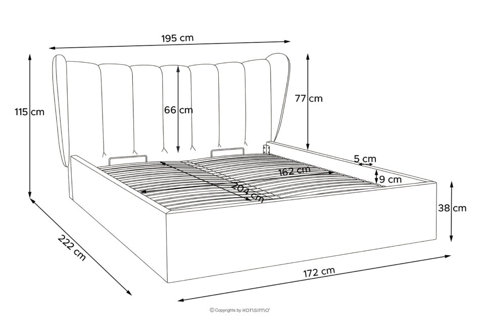GIZO Łóżko tapicerowane typu muszelka z pojemnikiem na pościel 160 cm ciemny szary ciemny szary - zdjęcie 16