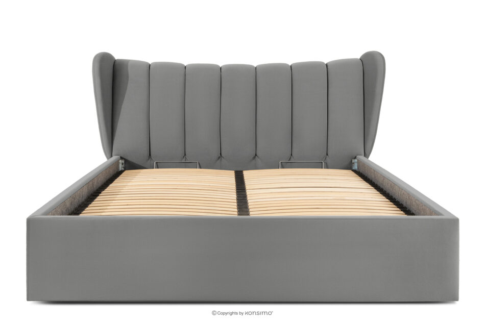 GIZO Łóżko tapicerowane typu muszelka z pojemnikiem na pościel 180 cm jasny szary jasny szary - zdjęcie 3