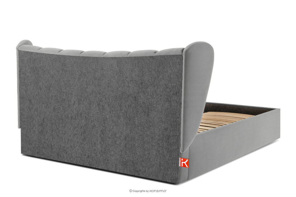 GIZO Łóżko tapicerowane typu muszelka z pojemnikiem na pościel 180 cm jasny szary jasny szary - zdjęcie 5