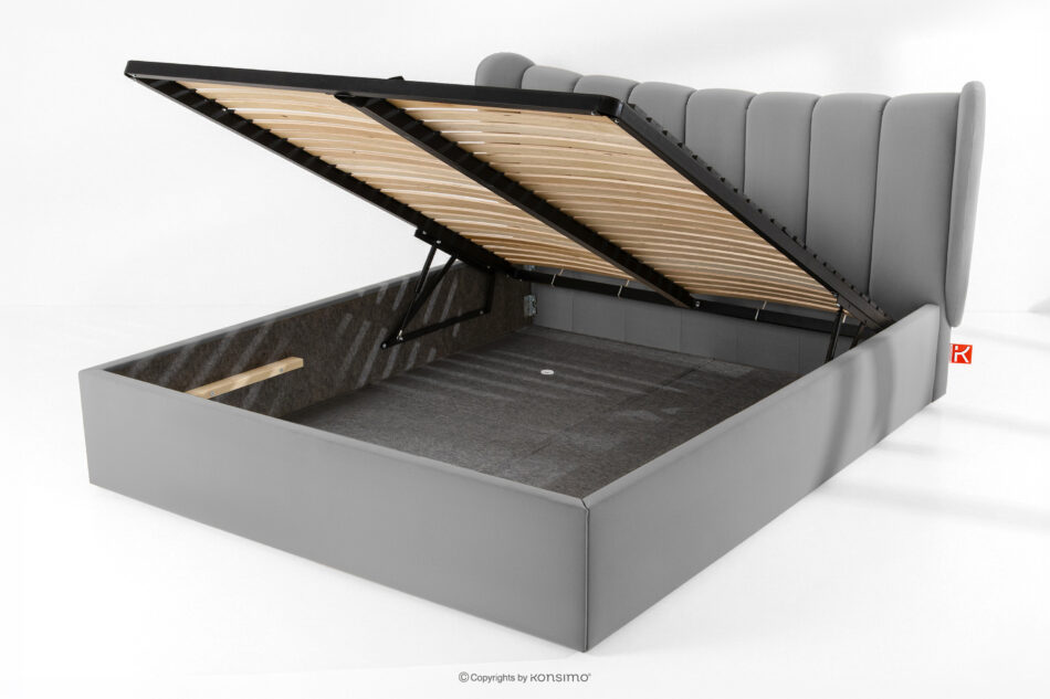 GIZO Łóżko tapicerowane typu muszelka z pojemnikiem na pościel 180 cm jasny szary jasny szary - zdjęcie 13