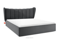 Łóżko tapicerowane typu muszelka z pojemnikiem na pościel 180 cm ciemny szary