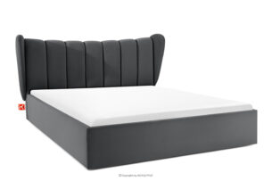 GIZO, https://konsimo.pl/kolekcja/gizo/ Łóżko tapicerowane typu muszelka z pojemnikiem na pościel 180 cm ciemny szary ciemny szary - zdjęcie