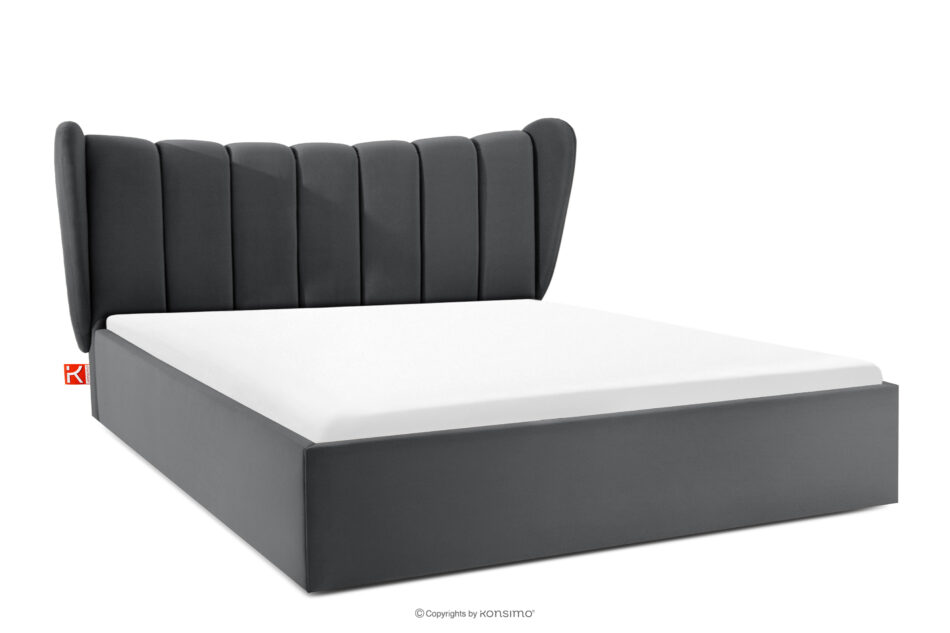 GIZO Łóżko tapicerowane typu muszelka z pojemnikiem na pościel 180 cm ciemny szary ciemny szary - zdjęcie 0