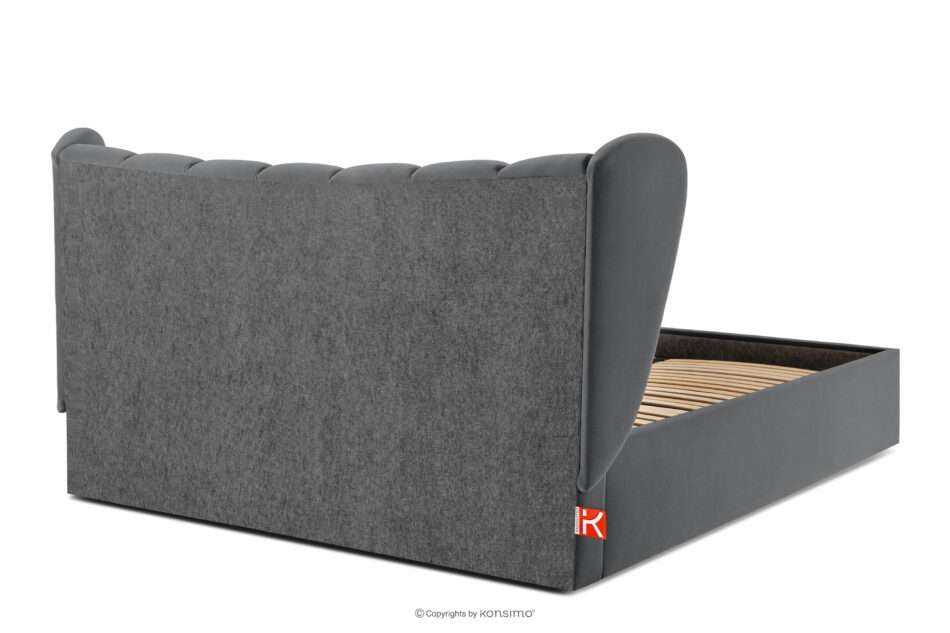 GIZO Łóżko tapicerowane typu muszelka z pojemnikiem na pościel 180 cm ciemny szary ciemny szary - zdjęcie 5