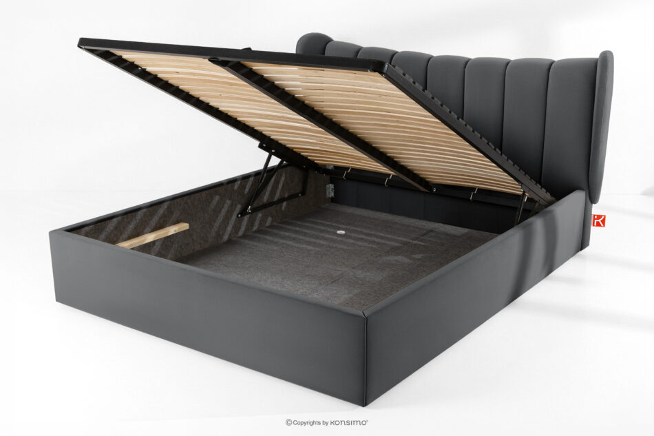 GIZO Łóżko tapicerowane typu muszelka z pojemnikiem na pościel 180 cm ciemny szary ciemny szary - zdjęcie 13
