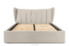 GIZO Łóżko tapicerowane typu muszelka z pojemnikiem na pościel 180 cm kremowy kremowy - zdjęcie 4