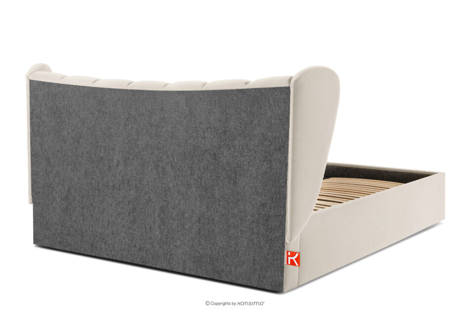 GIZO Łóżko tapicerowane typu muszelka z pojemnikiem na pościel 180 cm kremowy kremowy - zdjęcie 5