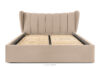 GIZO Łóżko tapicerowane typu muszelka z pojemnikiem na pościel 180 cm jasny beżowy jasny beżowy - zdjęcie 4