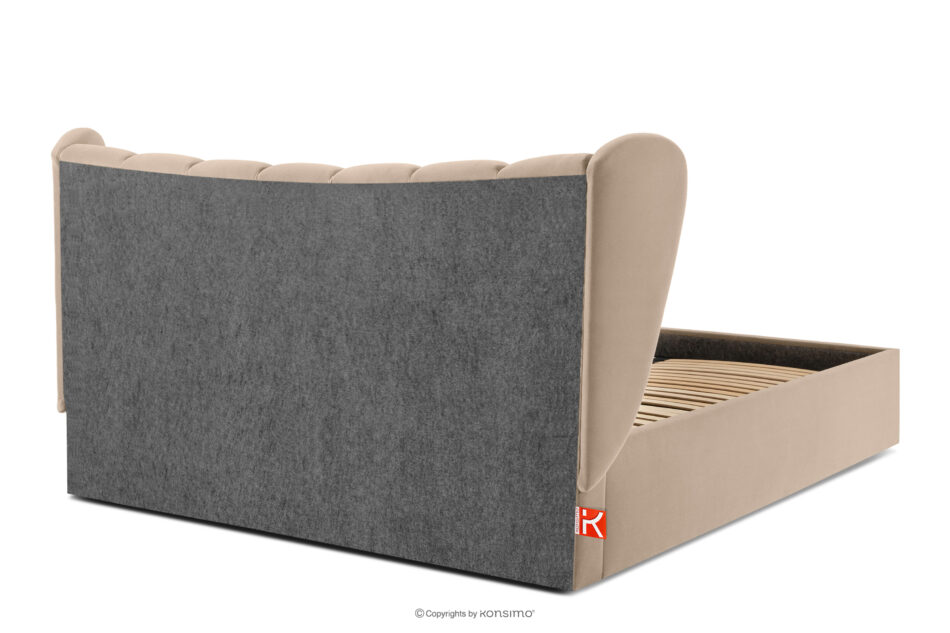 GIZO Łóżko tapicerowane typu muszelka z pojemnikiem na pościel 180 cm jasny beżowy jasny beżowy - zdjęcie 5