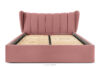 GIZO Łóżko tapicerowane typu muszelka z pojemnikiem na pościel 180 cm różowy różowy - zdjęcie 4