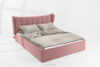 GIZO Łóżko tapicerowane typu muszelka z pojemnikiem na pościel 180 cm różowy różowy - zdjęcie 2