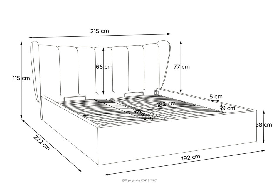 GIZO Łóżko tapicerowane typu muszelka z pojemnikiem na pościel 180 cm ciemny szary ciemny szary - zdjęcie 16