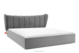 GIZO, https://konsimo.pl/kolekcja/gizo/ Łóżko tapicerowane typu muszelka z pojemnikiem na pościel 200 cm jasny szary jasny szary - zdjęcie