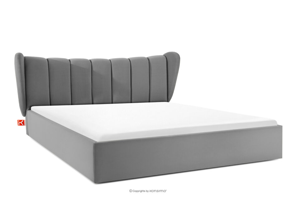 GIZO Łóżko tapicerowane typu muszelka z pojemnikiem na pościel 200 cm jasny szary jasny szary - zdjęcie 0