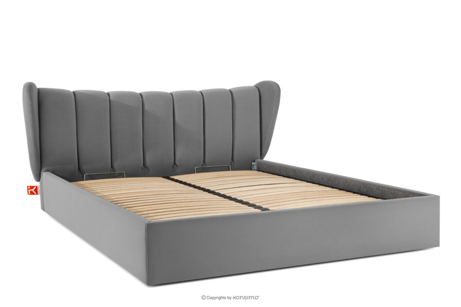 GIZO Łóżko tapicerowane typu muszelka z pojemnikiem na pościel 200 cm jasny szary jasny szary - zdjęcie 2