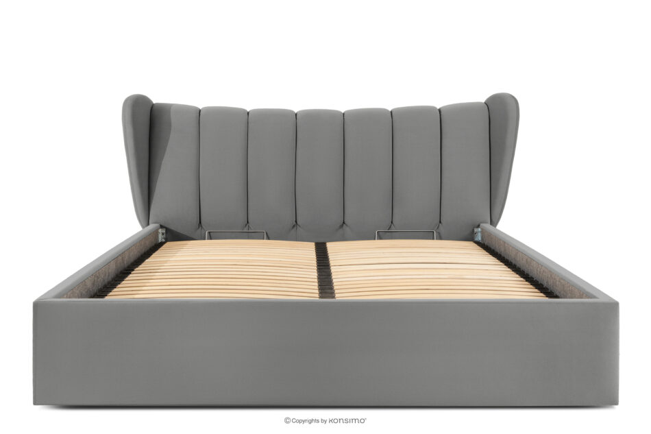 GIZO Łóżko tapicerowane typu muszelka z pojemnikiem na pościel 200 cm jasny szary jasny szary - zdjęcie 3