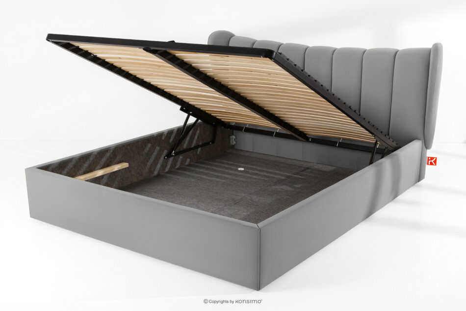 GIZO Łóżko tapicerowane typu muszelka z pojemnikiem na pościel 200 cm jasny szary jasny szary - zdjęcie 13