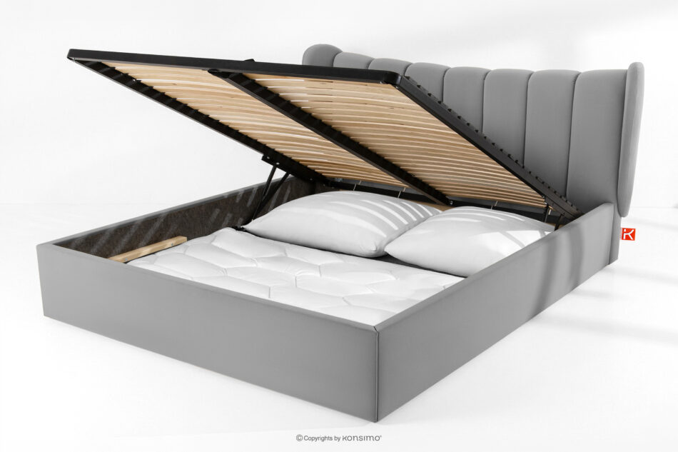 GIZO Łóżko tapicerowane typu muszelka z pojemnikiem na pościel 200 cm jasny szary jasny szary - zdjęcie 14