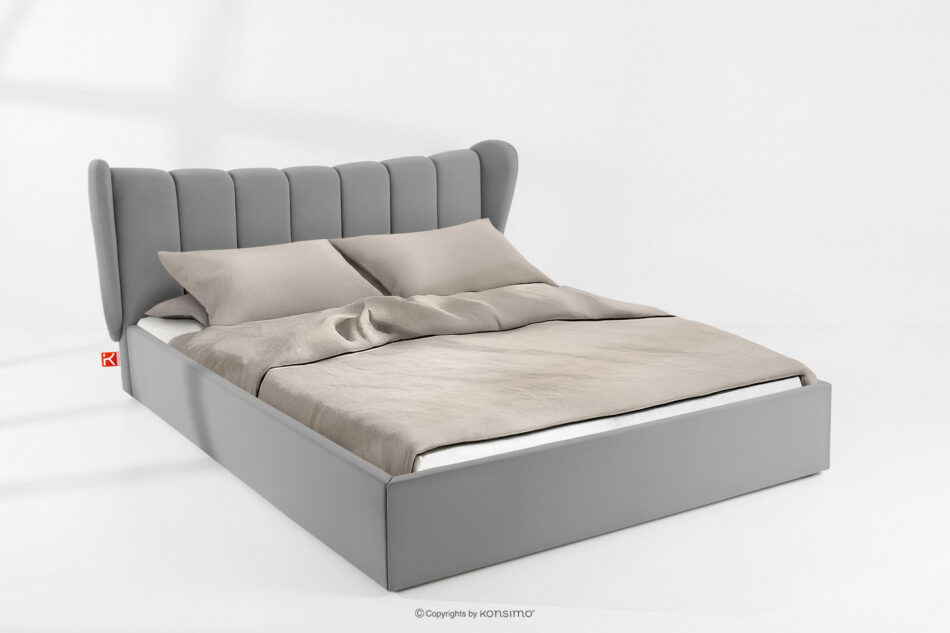 GIZO Łóżko tapicerowane typu muszelka z pojemnikiem na pościel 200 cm jasny szary jasny szary - zdjęcie 1