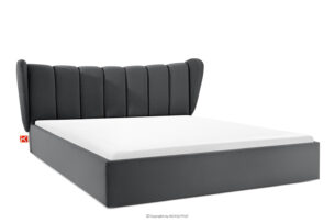 GIZO, https://konsimo.pl/kolekcja/gizo/ Łóżko tapicerowane typu muszelka z pojemnikiem na pościel 200 cm ciemny szary ciemny szary - zdjęcie