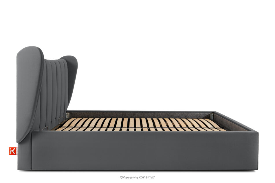 GIZO Łóżko tapicerowane typu muszelka z pojemnikiem na pościel 200 cm ciemny szary ciemny szary - zdjęcie 4