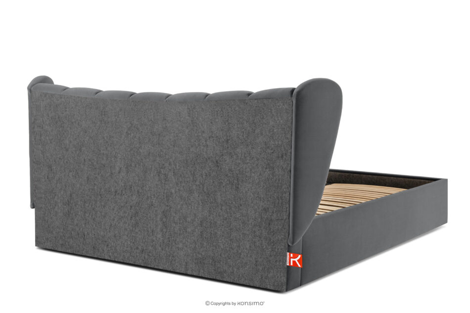 GIZO Łóżko tapicerowane typu muszelka z pojemnikiem na pościel 200 cm ciemny szary ciemny szary - zdjęcie 5