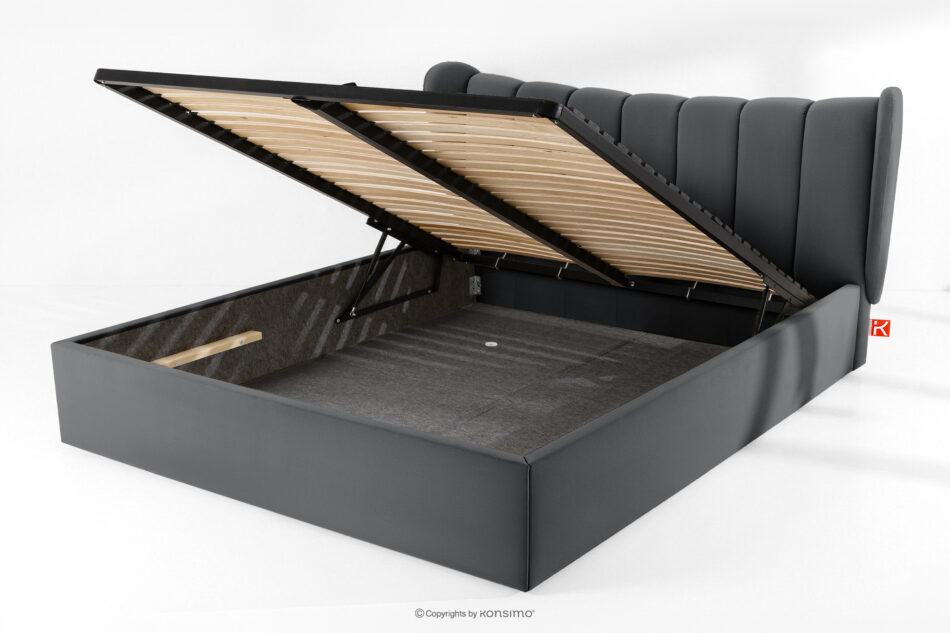 GIZO Łóżko tapicerowane typu muszelka z pojemnikiem na pościel 200 cm ciemny szary ciemny szary - zdjęcie 13