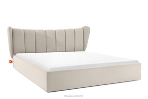 GIZO, https://konsimo.pl/kolekcja/gizo/ Łóżko tapicerowane typu muszelka z pojemnikiem na pościel 200 cm kremowy kremowy - zdjęcie