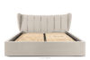GIZO Łóżko tapicerowane typu muszelka z pojemnikiem na pościel 200 cm kremowy kremowy - zdjęcie 4