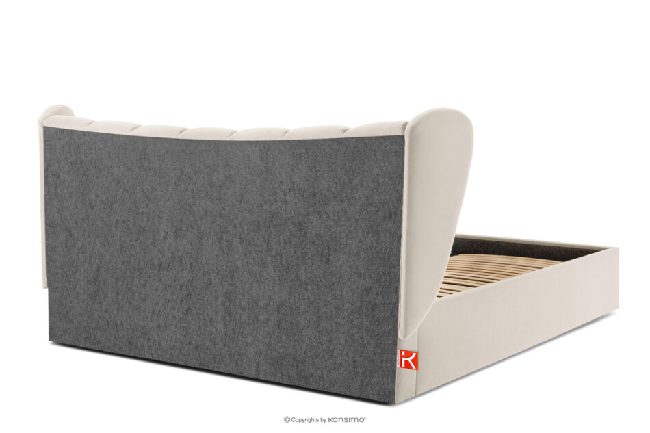 GIZO Łóżko tapicerowane typu muszelka z pojemnikiem na pościel 200 cm kremowy kremowy - zdjęcie 5