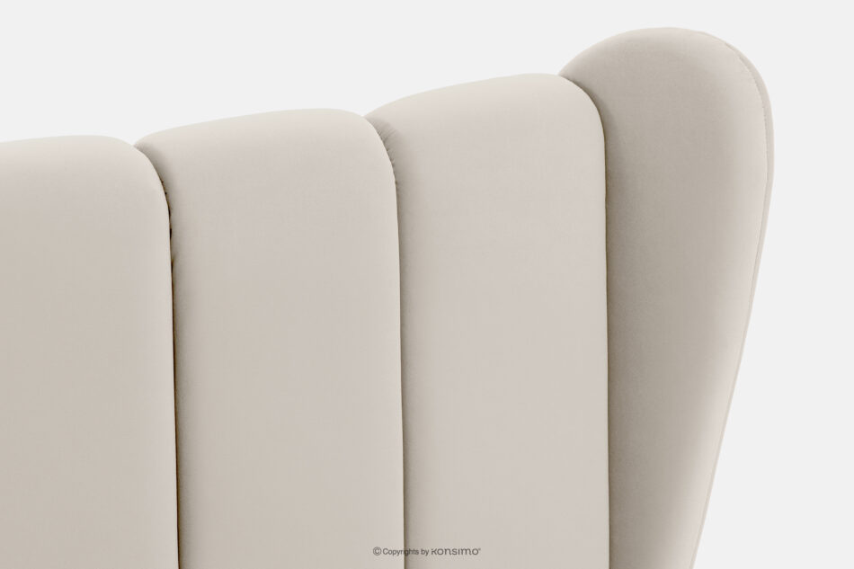 GIZO Łóżko tapicerowane typu muszelka z pojemnikiem na pościel 200 cm kremowy kremowy - zdjęcie 7