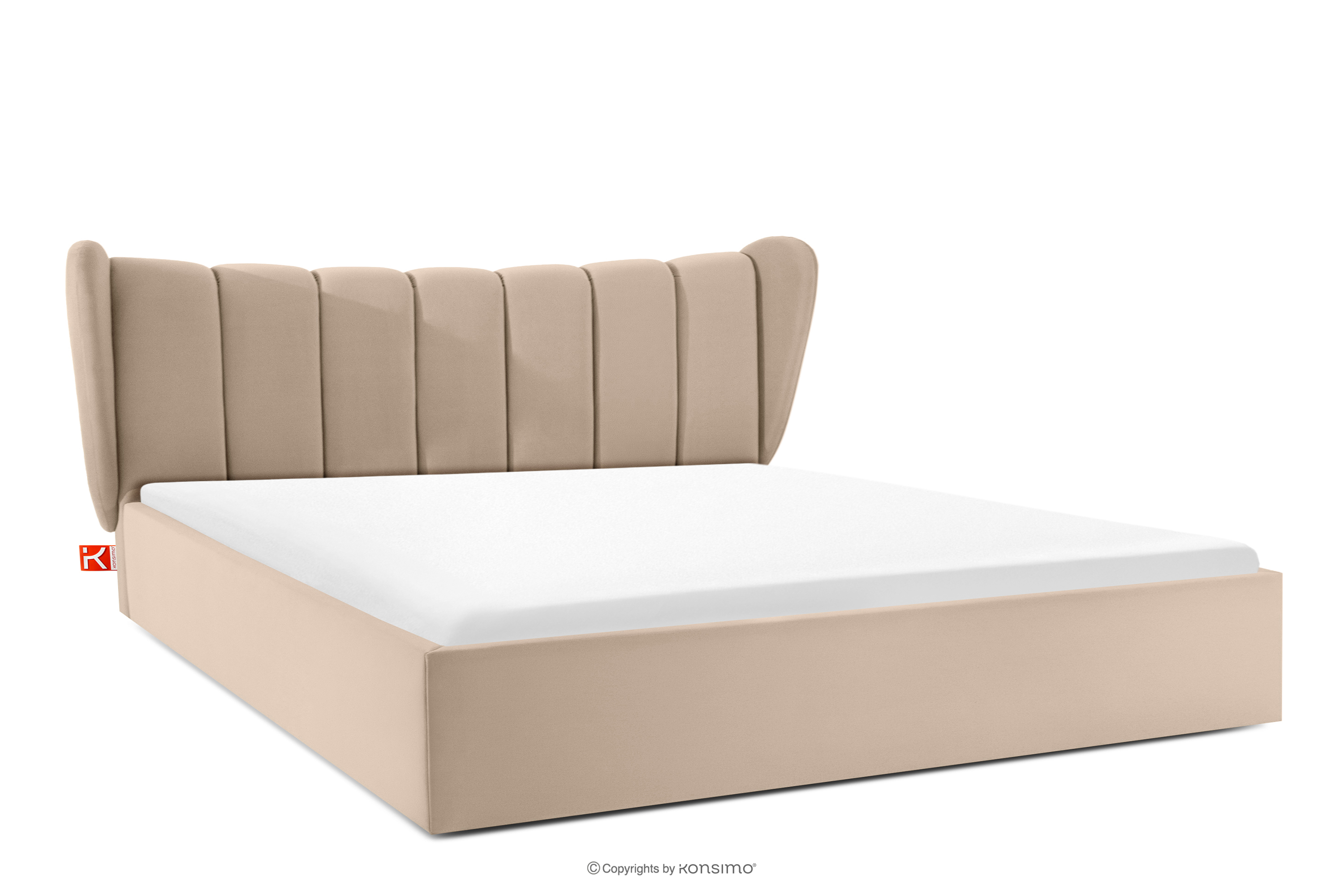 Łóżko tapicerowane typu muszelka z pojemnikiem na pościel 200 cm jasny beżowy