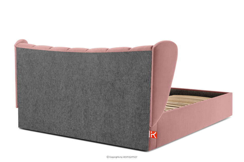 GIZO Łóżko tapicerowane typu muszelka z pojemnikiem na pościel 200 cm różowy różowy - zdjęcie 5