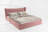 GIZO Łóżko tapicerowane typu muszelka z pojemnikiem na pościel 200 cm różowy różowy - zdjęcie 2