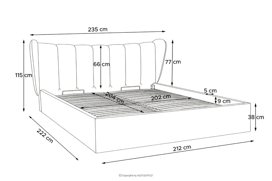 GIZO Łóżko tapicerowane typu muszelka z pojemnikiem na pościel 200 cm ciemny szary ciemny szary - zdjęcie 16