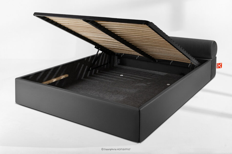 LUNEO Łóżko tapicerowane japandi z pojemnikiem na pościel 160 cm antracytowy antracytowy - zdjęcie 13