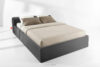 LUNEO Łóżko tapicerowane japandi z pojemnikiem na pościel 160 cm antracytowy antracytowy - zdjęcie 2