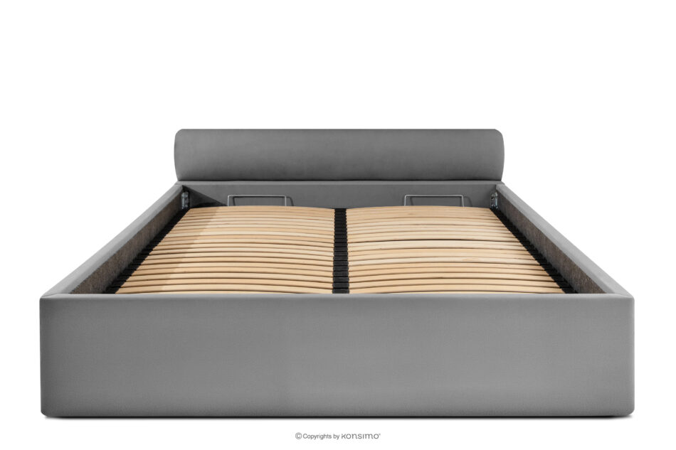 LUNEO Łóżko tapicerowane japandi z pojemnikiem na pościel 160 cm jasny szary jasny szary - zdjęcie 3