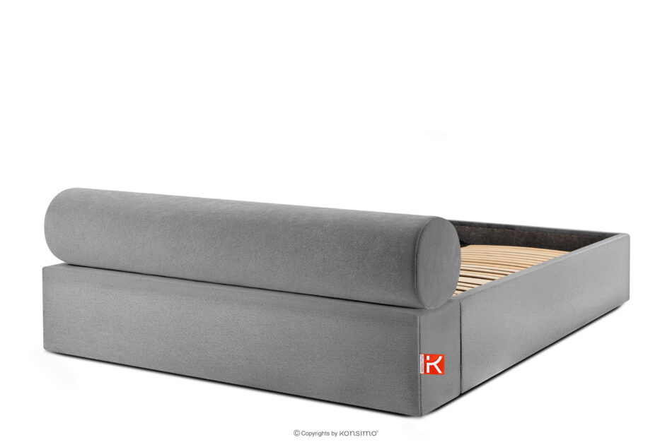LUNEO Łóżko tapicerowane japandi z pojemnikiem na pościel 160 cm jasny szary jasny szary - zdjęcie 5