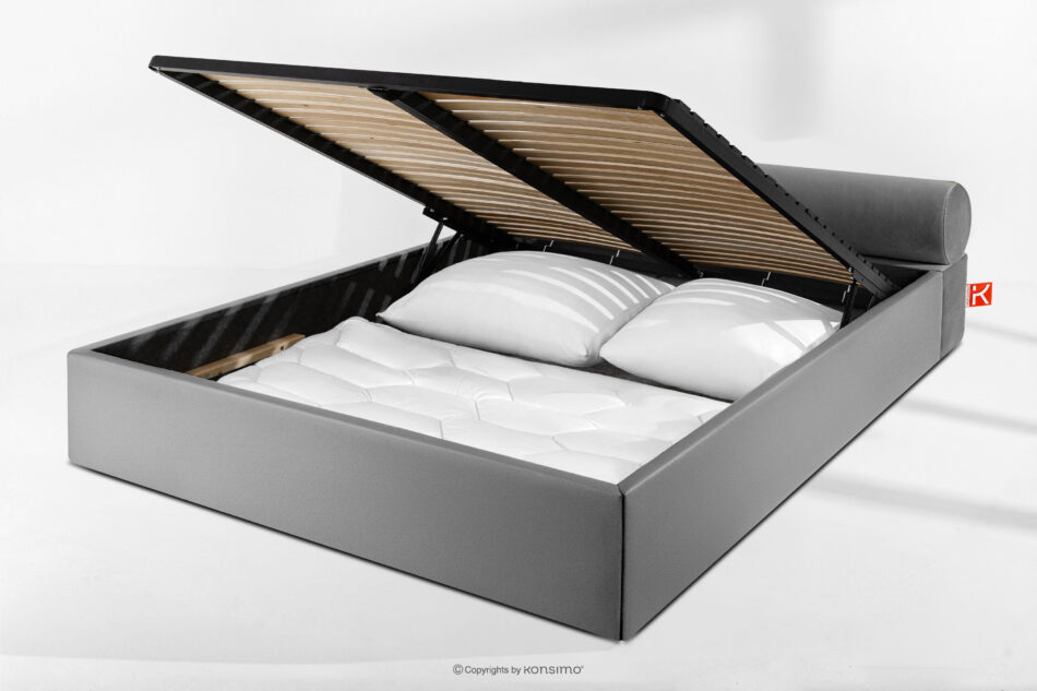 LUNEO Łóżko tapicerowane japandi z pojemnikiem na pościel 160 cm jasny szary jasny szary - zdjęcie 14